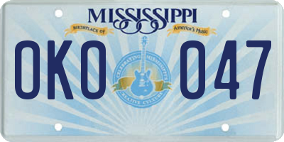 MS license plate OKO047