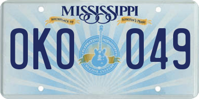 MS license plate OKO049