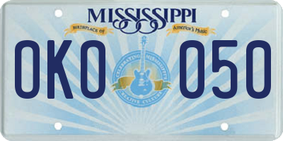 MS license plate OKO050