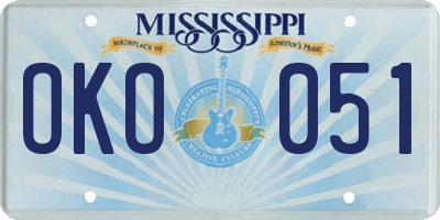 MS license plate OKO051