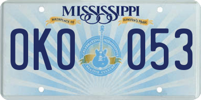 MS license plate OKO053