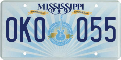 MS license plate OKO055
