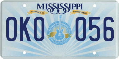 MS license plate OKO056