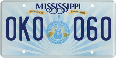 MS license plate OKO060