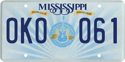 MS license plate OKO061