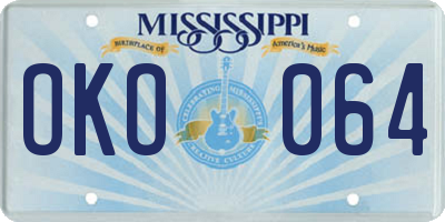 MS license plate OKO064