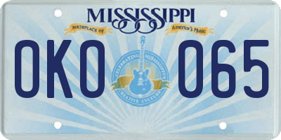 MS license plate OKO065