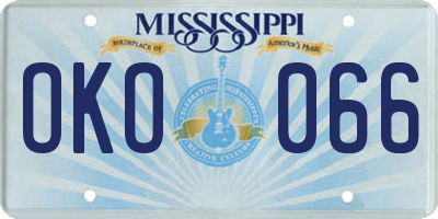 MS license plate OKO066
