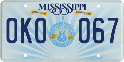 MS license plate OKO067