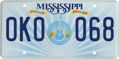 MS license plate OKO068