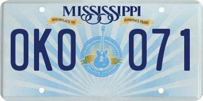 MS license plate OKO071