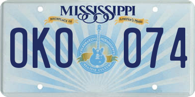 MS license plate OKO074