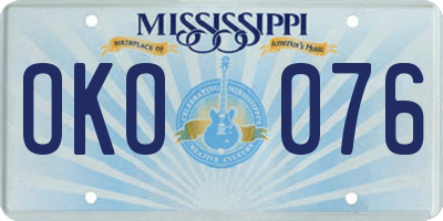 MS license plate OKO076