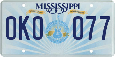 MS license plate OKO077