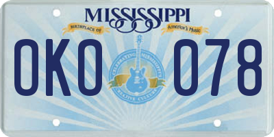 MS license plate OKO078