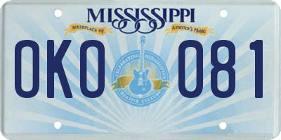 MS license plate OKO081
