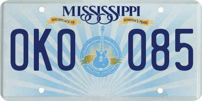 MS license plate OKO085