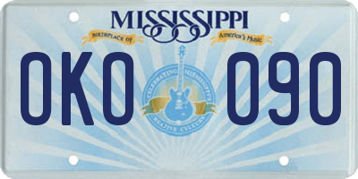 MS license plate OKO090