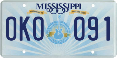 MS license plate OKO091