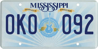 MS license plate OKO092