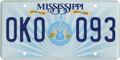 MS license plate OKO093