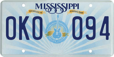 MS license plate OKO094