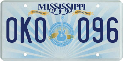 MS license plate OKO096