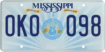MS license plate OKO098