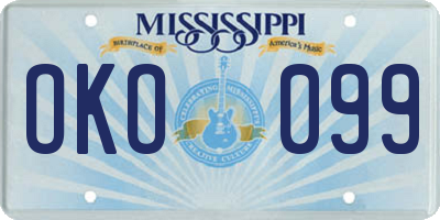 MS license plate OKO099