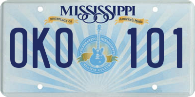 MS license plate OKO101