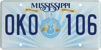 MS license plate OKO106