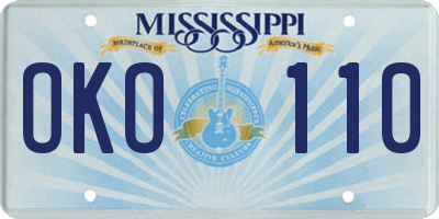 MS license plate OKO110