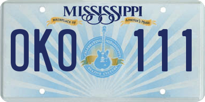 MS license plate OKO111