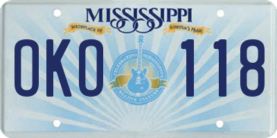 MS license plate OKO118