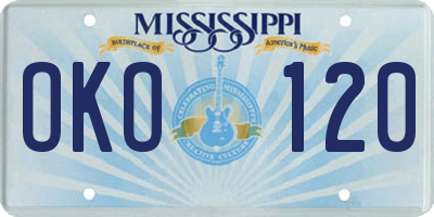 MS license plate OKO120