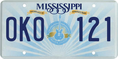 MS license plate OKO121