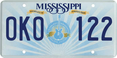MS license plate OKO122