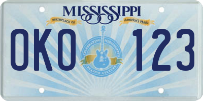MS license plate OKO123