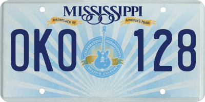 MS license plate OKO128