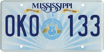MS license plate OKO133