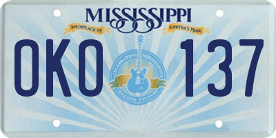 MS license plate OKO137