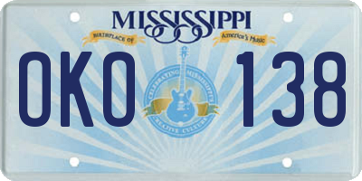 MS license plate OKO138
