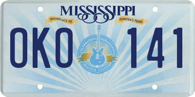 MS license plate OKO141