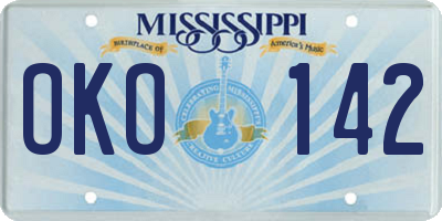 MS license plate OKO142