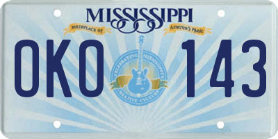 MS license plate OKO143