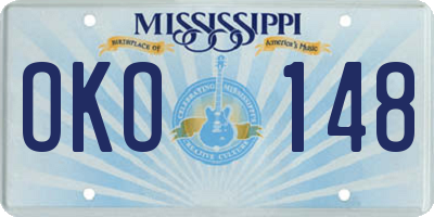 MS license plate OKO148