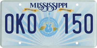 MS license plate OKO150