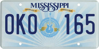 MS license plate OKO165