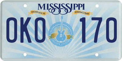 MS license plate OKO170