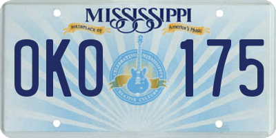 MS license plate OKO175